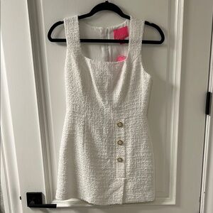 Lilly Pulitzer White Sleeveless Dress/Romper with Gold Button NWT